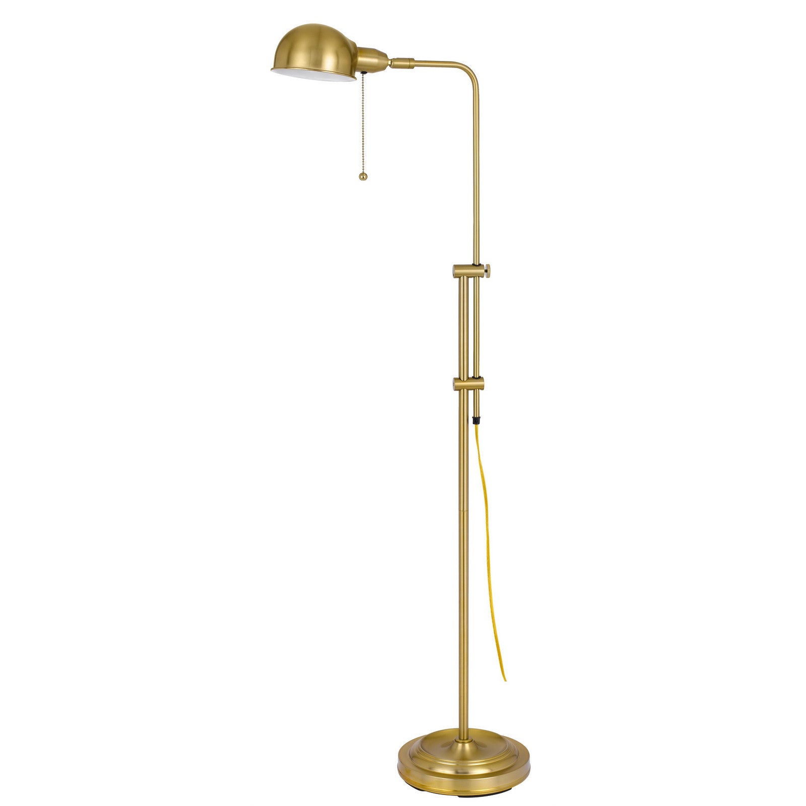 58" Brass Adjustable Traditional Shaped Floor Lamp With Bronze Dome Shade