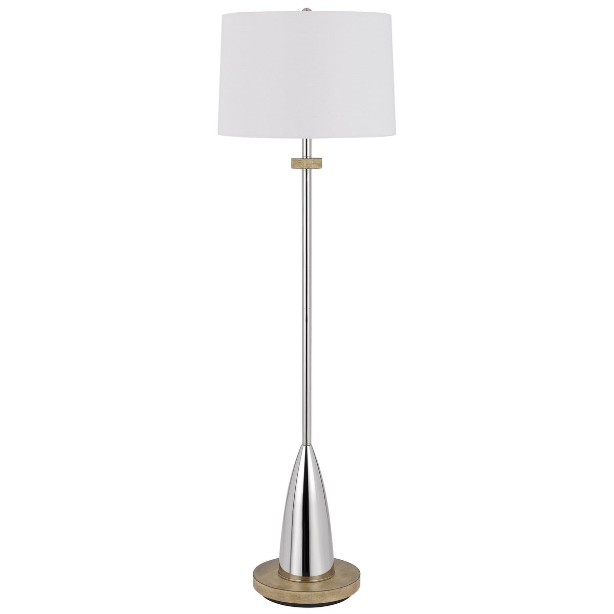 61" Chrome Traditional Shaped Floor Lamp With White Square Shade