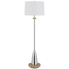 61" Chrome Traditional Shaped Floor Lamp With White Square Shade