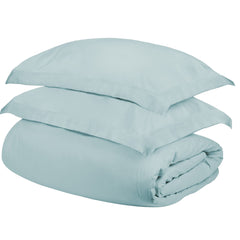 Light Blue Queen Cotton Blend 300 Thread Count Washable Duvet Cover Set