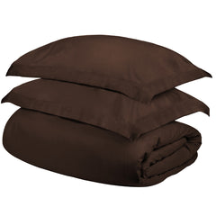 Dark Brown Twin Cotton Blend 300 Thread Count Washable Duvet Cover Set