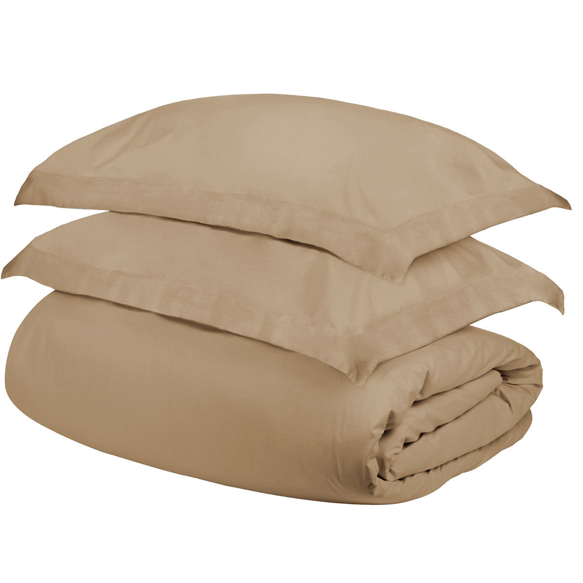 Tan Twin Cotton Blend 300 Thread Count Washable Duvet Cover Set