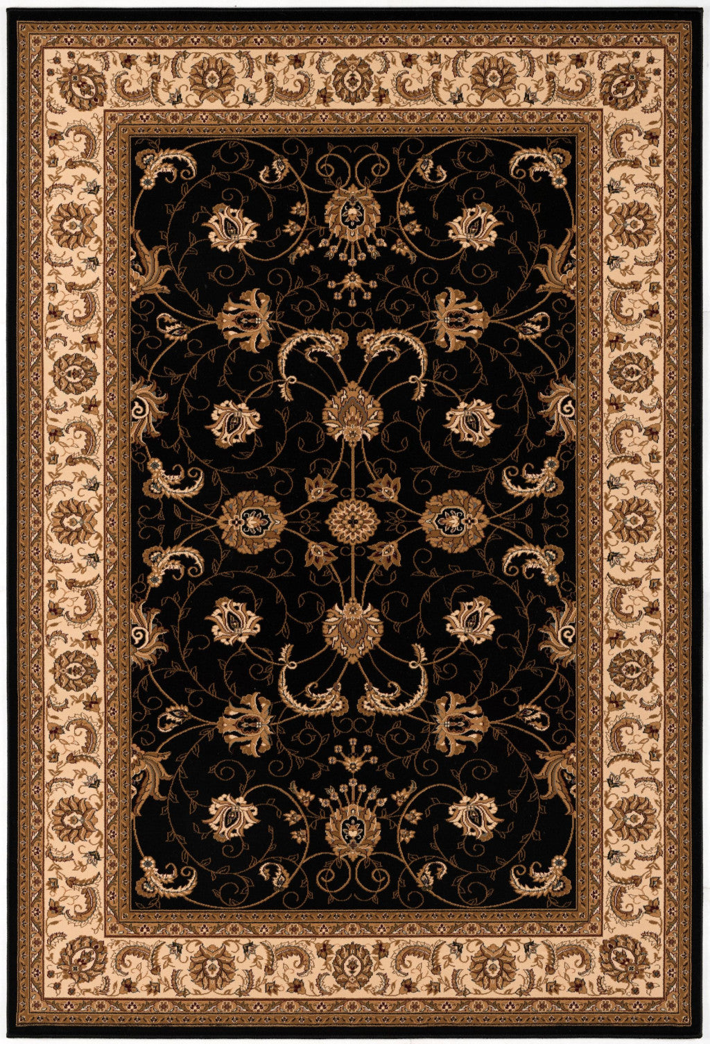 10' X 13' Black Oriental Washable Non Skid Area Rug