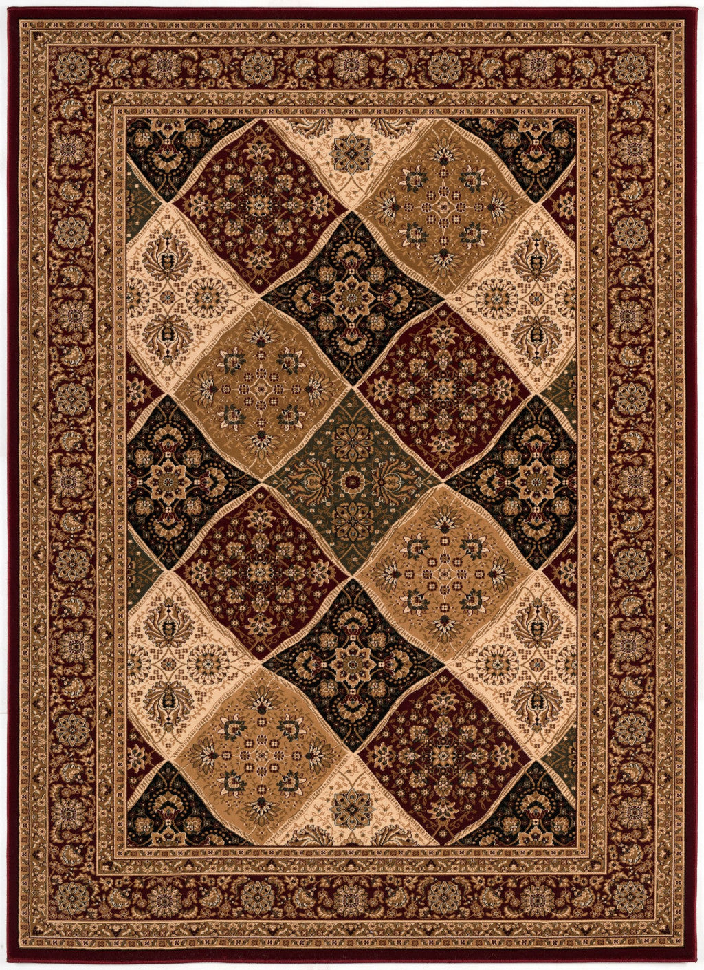 10' X 13' Red Oriental Washable Non Skid Area Rug