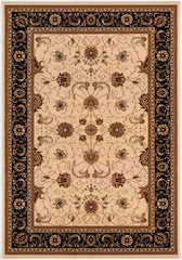 10' X 13' Black And Tan Oriental Washable Non Skid Area Rug