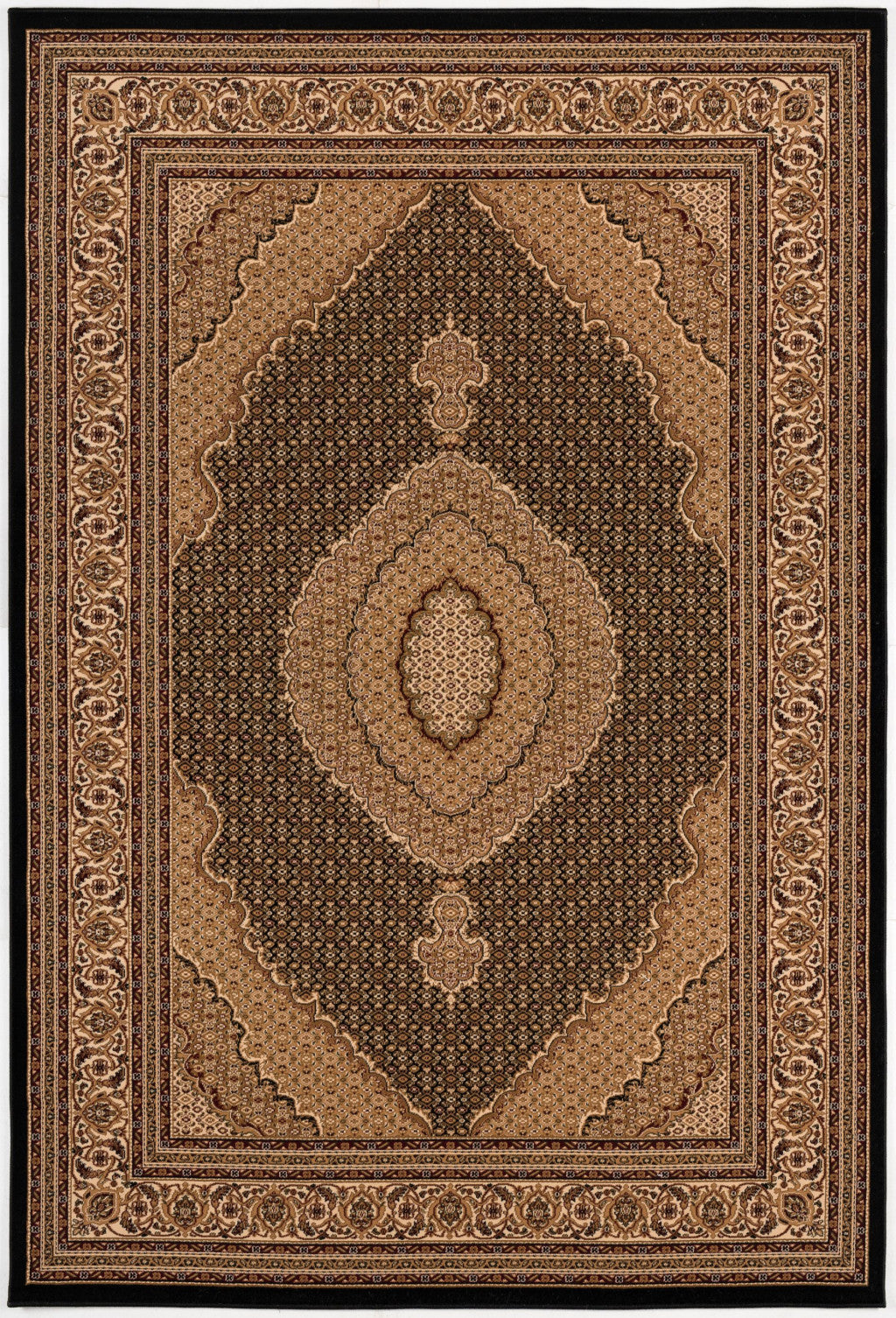 10' X 13' Black Oriental Washable Non Skid Area Rug