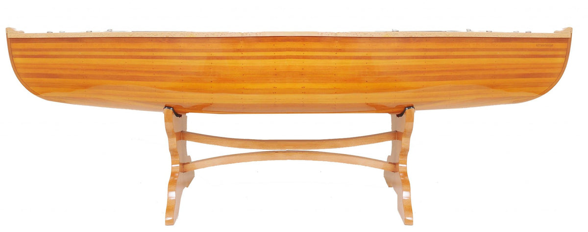 17" Red And Clear Glass And Solid Wood Oval Coffee Table