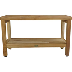 Rectangular Teak Shower Bench With Shelf In Natural Finish