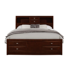 Solid Wood Queen Merlot Eight Drawers Bed