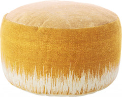 20" Rustic Yellow Abstract Round Pouf Ottoman