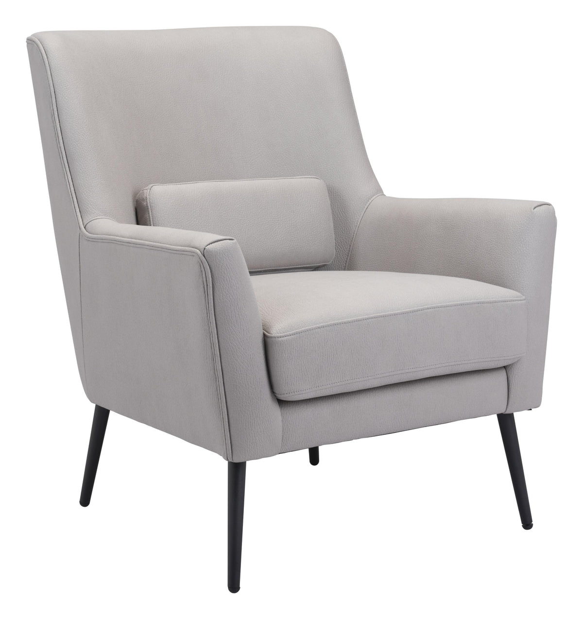 29" Grey Faux Leather And Black Arm Chair