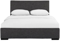 Grey Upholstered King Platform Bed