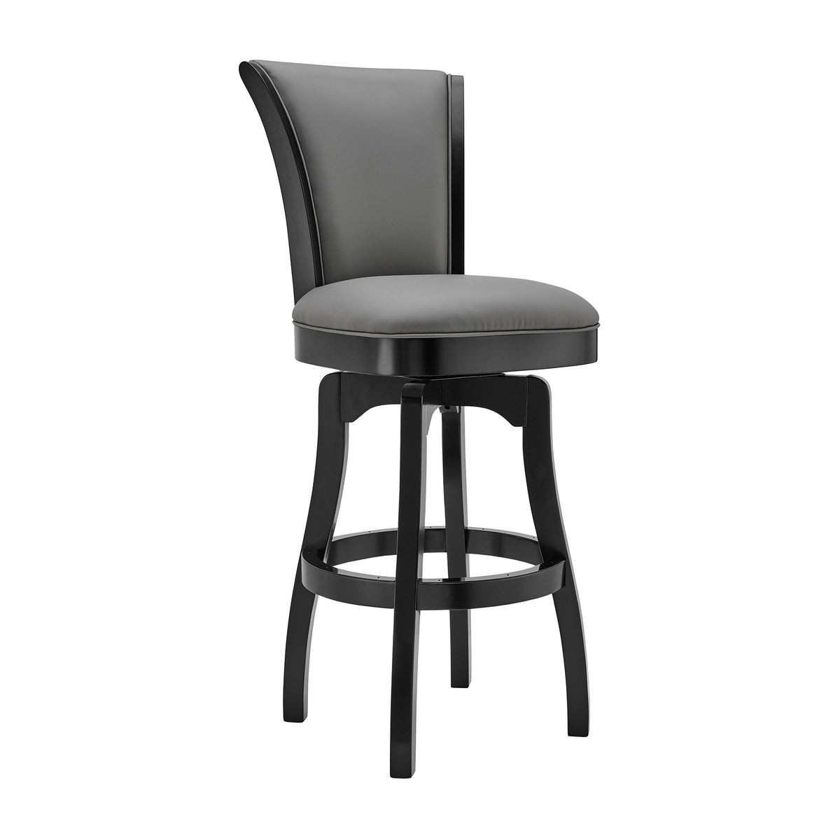 41" Gray Faux Leather And Iron Swivel Counter Height Bar Chair