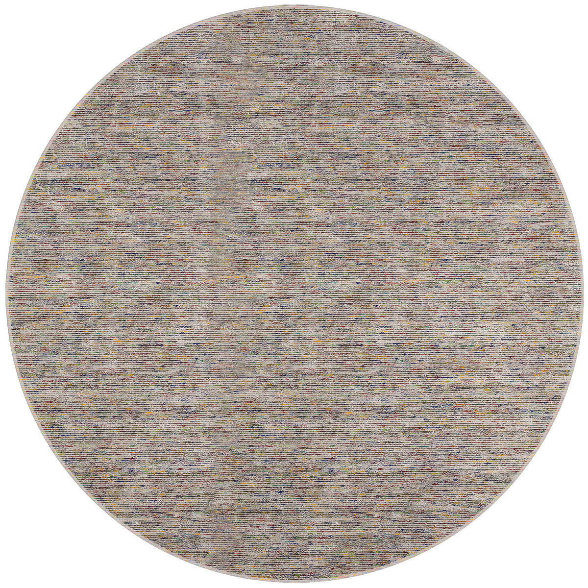 12' Round Grey Blue And Yellow Round Wool Hand Loomed Handmade Area Rug