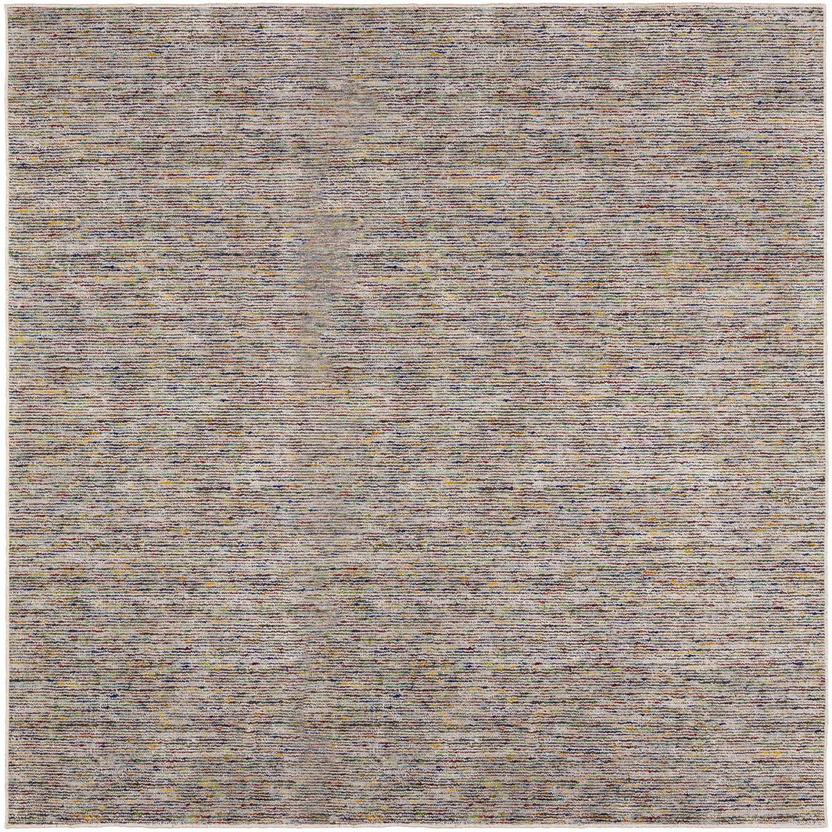 12' Square Grey Blue And Yellow Square Wool Hand Loomed Handmade Area Rug