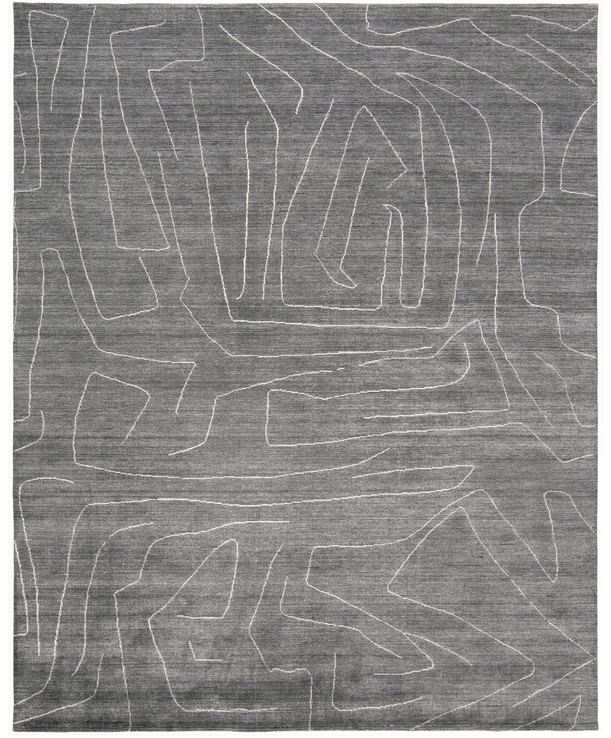 8' X 10' Gray And Ivory Abstract Hand Woven Area Rug