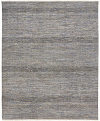 10' X 13' Silver Wool Striped Hand Knotted Area Rug