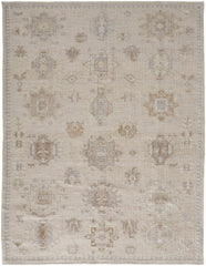 12' X 15' Tan And Brown Floral Hand Knotted Stain Resistant Area Rug