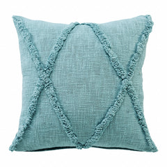 20" X 20" Aqua Sky Blue 100% Cotton Geometric Zippered Pillow
